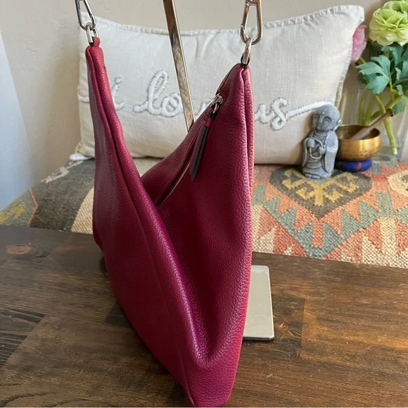 NWOT! Calvin Klein Geo Rocky Road Vegan Leather Hobo Bag In Merlot - Picture 11 of 17